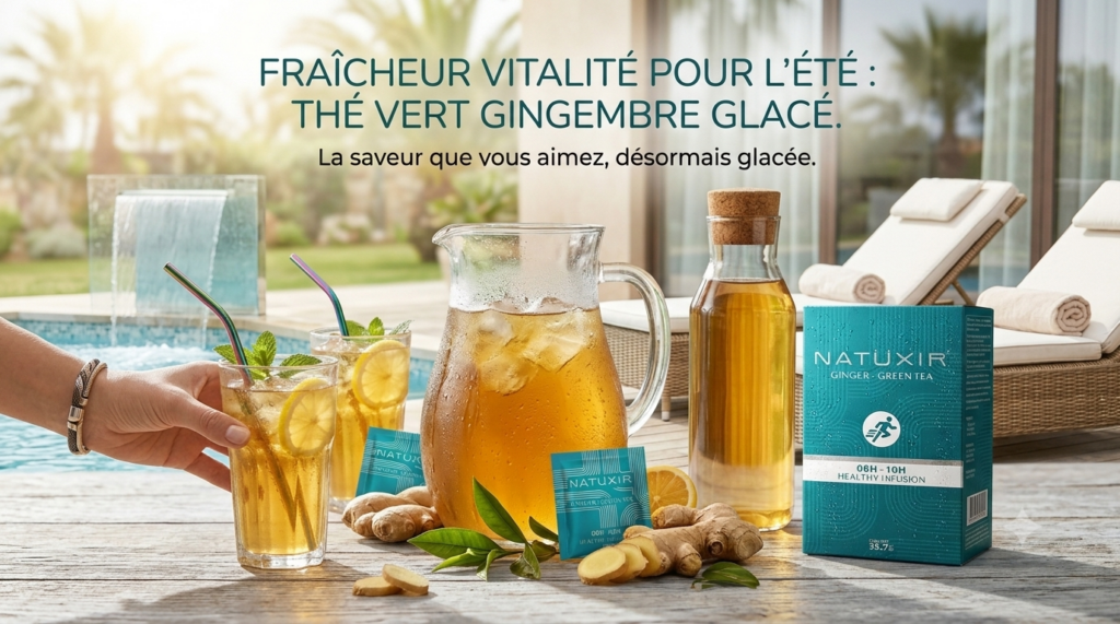 Thé vert glacé au gingembre